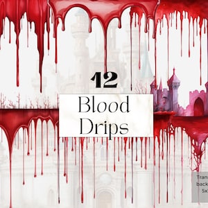 Blood Watercolor Drip Clipart, Printable Paint Splash Png, Vampire clipart, Bloody Dripping Overlay Paint Junk Journal Handmade, Digital Svg