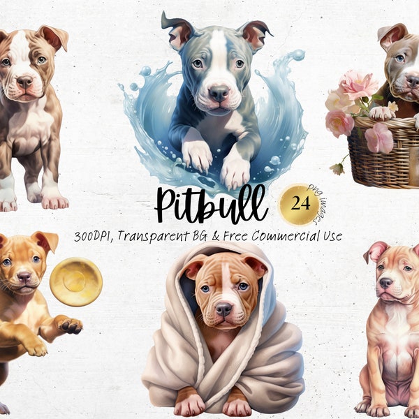 Watercolor Pitbull Clipart, Printable Puppy Art Print, Cute Floral Black Dog PNG, Pet Loss Junk Journal Homemade Svg Digital download