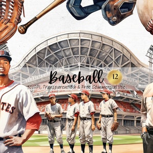 Aquarel honkbal clipart, afdrukbare Major League jeugdsport PNG, lichaamsbeweging Art Print digitale download SVG gratis commercieel gebruik