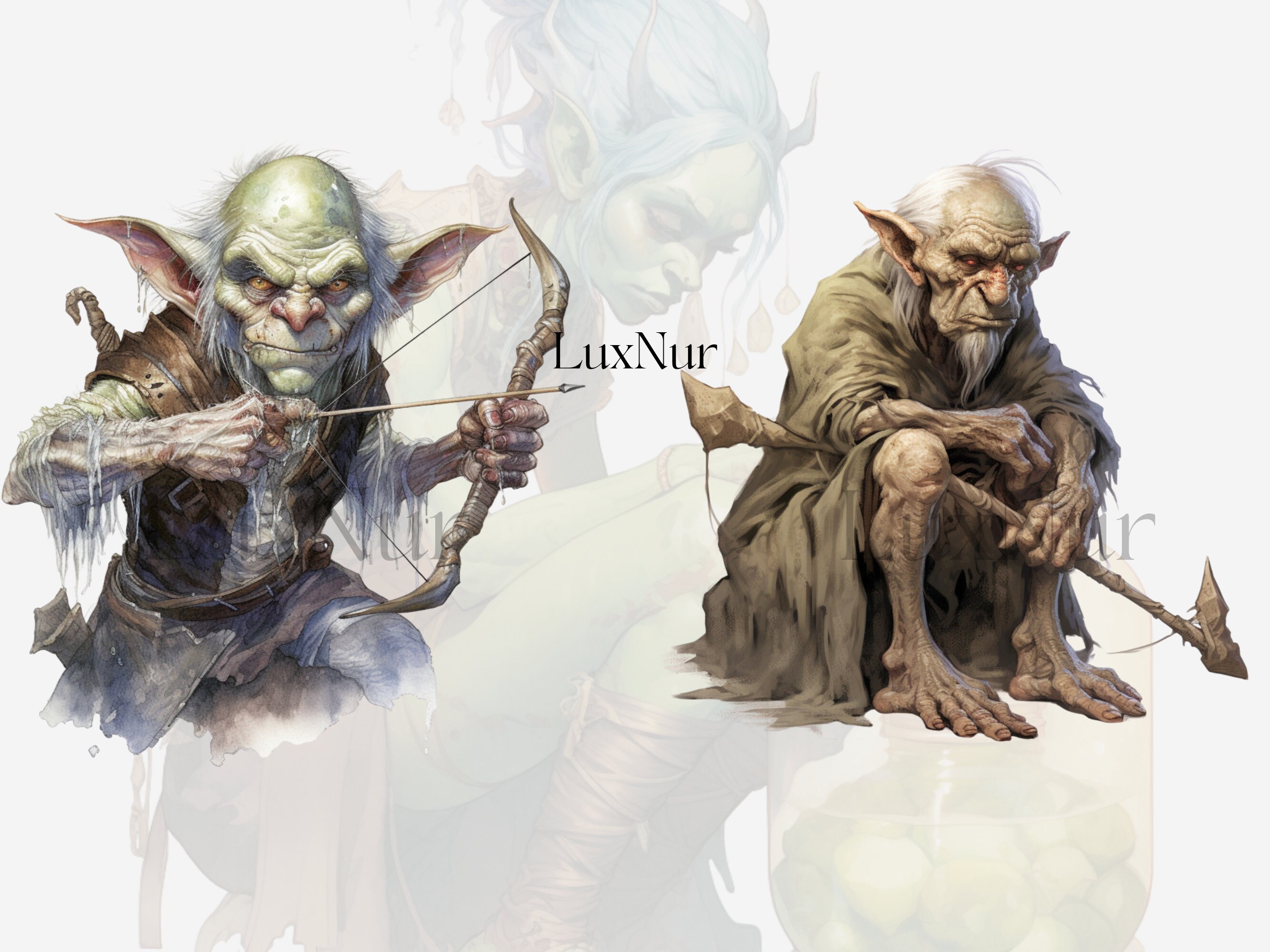 Watercolor Goblin Clipart Printable Dungeons and Dragons Dnd - Etsy