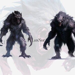 Watercolor Werewolf Clipart, Printable Alpha Wolf Png, Mythological ...