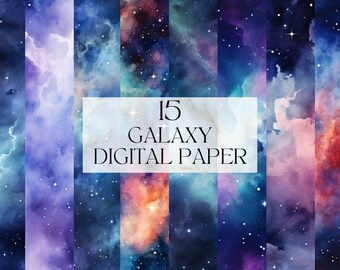Watercolor Galaxy Digital Paper, Printable Cosmic Constellation Png, Celestial Twilight Art Print Digital Download Svg Commercial Use