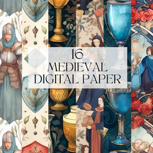 Aquarel middeleeuwse digitale papier clipart, afdrukbare retro 15e 16e 17e eeuw PNG, Fantasy Art Print digitale download SVG commercieel gebruik