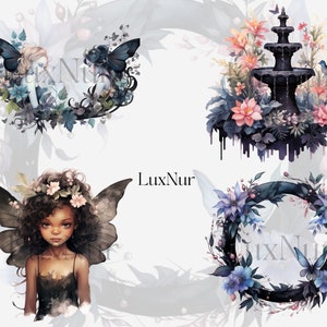 Watercolor Gothic Garden Fairy Clipart Png, Printable Gothic Fairy Png ...