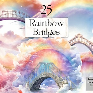 水彩レインボーブリッジ クリップアート PNG、印刷可能な同情クリップアート、曇りの天国クリップアート、クリスマス イエス SVG、ペットロス、無料商用利用