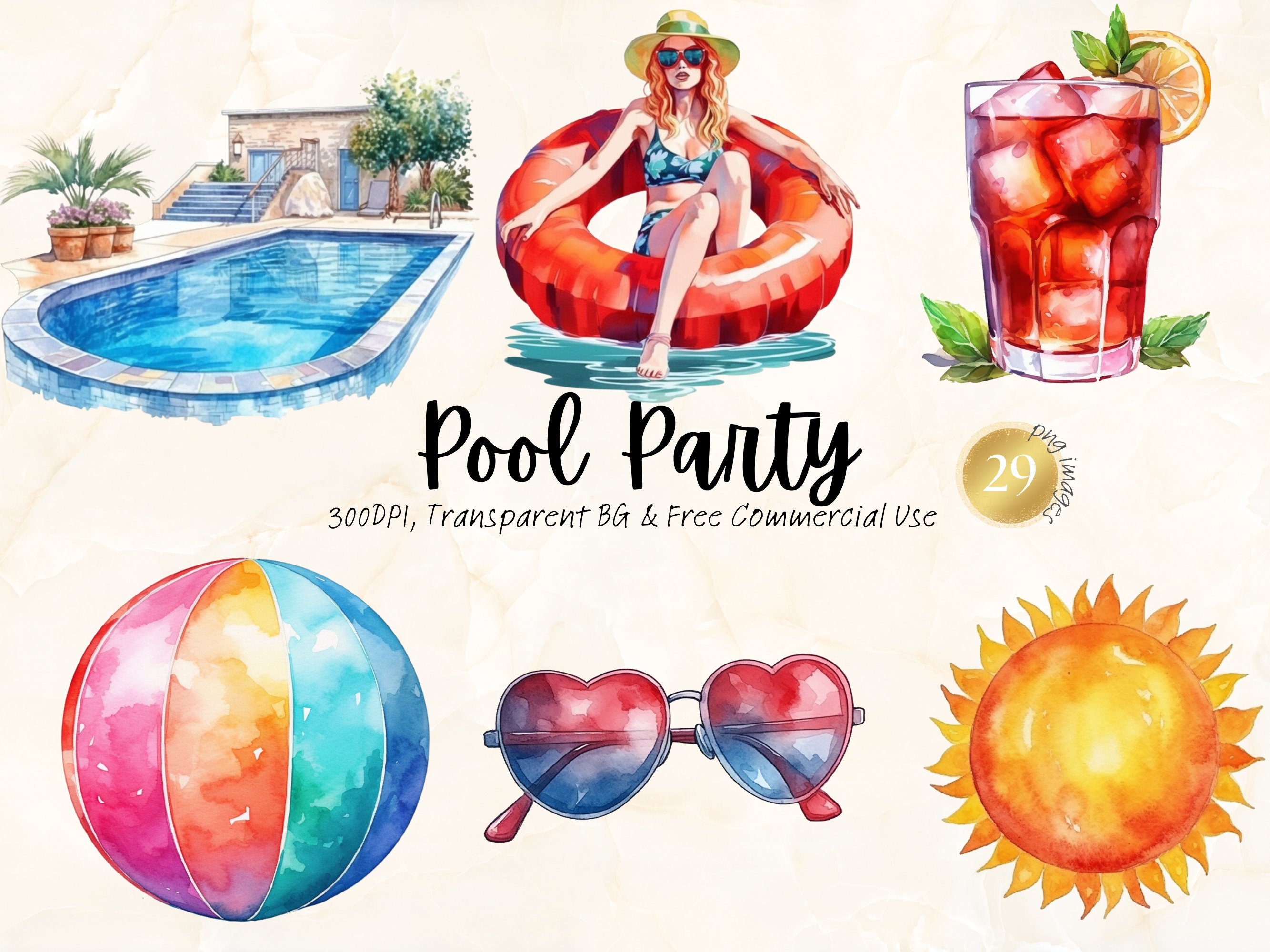 Free: Swimming Toys Cliparts - Pool Party Piscina Png 
