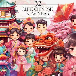 Imágenes prediseñadas de Año Nuevo Chino de acuarela, Artes Marciales de Kung Fu imprimibles Png, Tierra del Dragón Arte Impresión Descarga Digital Svg Uso Comercial