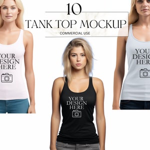 Aquarel Tank Top Mockup, afdrukbare blanco T-shirt Mockup Png, mode vrouwen moderne Tee Art Print digitale download Svg commercieel gebruik