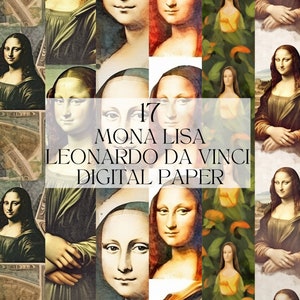 Watercolor Mona Lisa Digital Paper Leonardo Da Vinci, Printable Vintage Canvas Png, Retro Art Print Digital Download Svg Commercial Use