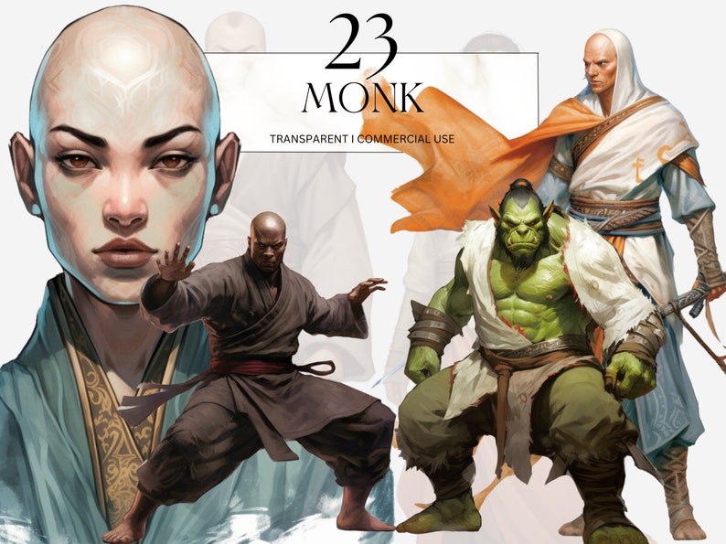 Watercolor Monk Clipart Printable Dungeons and Dragons Dnd RPG - Etsy