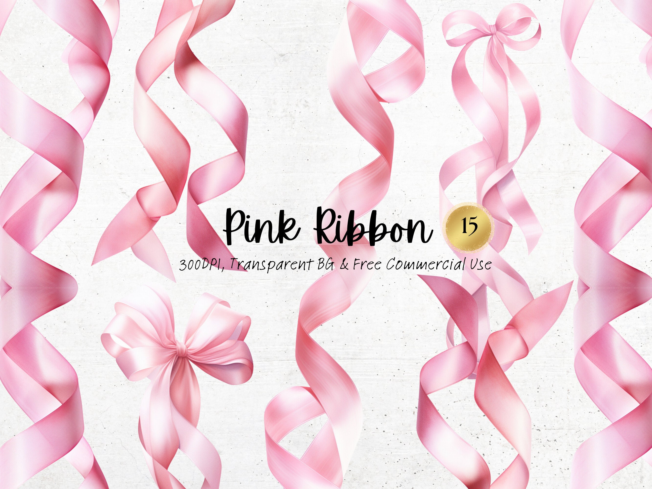 Pink Bows Watercolor Clip Art, Commercial Use, Design Elements