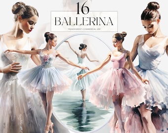 Watercolor Ballerina Clipart, Printable Ballet Dancer Professional Occupation Png, Swan Lake Art Print Digital Download Svg Commercial Use