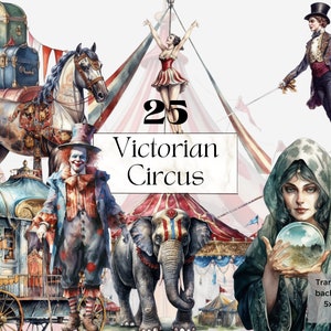 Aquarel Victoriaanse Circus Clipart, afdrukbare Circus verjaardagsuitnodiging, carnaval SVG, ongewenste Journal handgemaakt, niet mijn Circus niet mijn aap