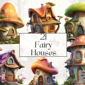 21 imprimable mignon fée maison Png Clipart, imprimable conte de fées Wonderland Art Print Decor, Fantasy magique Fairyland Junk Journal Ephemera svg