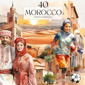 Aquarel Marokko Clipart, Afdrukbare Casablanca Png, Vakantie Vakantie Reisroute Art Print Holland Junk Journal Handgemaakte Digitale svg