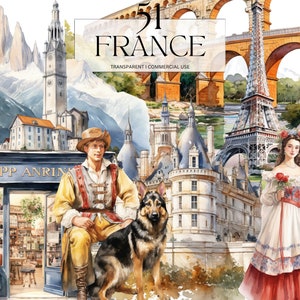 Acuarela Francia clipart, Imprimible Roma Italia Png, Francés Comida Arte Impresión Torre Eiffel Diario Hecho a mano Descarga digital Svg Uso comercial