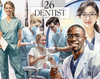 Watercolor Dentist clipart, Printable Dentistry Professional Png, Dental Assistant Occupation Art Print Digital Download Svg Commercial Use