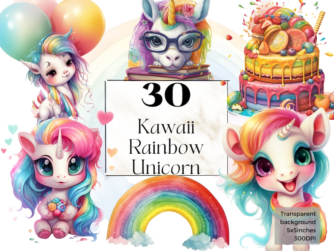 printable-rainbow-kawaii-unicorn-png-clipart-watercolor-etsy-canada