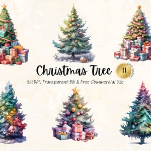 Aquarel kerstboom clipart afdrukbare kerst december vakantie fantasie boom ongewenste dagboek handgemaakte PNG SVG digitale download commercieel gebruik