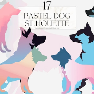 Aquarell Pastell Hund Silhouette Clipart, druckbare Labrador Silhouette Png, Pastell Eckzähne Art Print digitaler Download SVG kommerzielle Nutzung