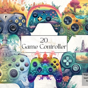 20 Aquarell Game Controller Png Clipart, druckbare Spielkonsole Kinder Kinder Art Print, Fantasy Junk Journal Ephemera, Playstation Xbox