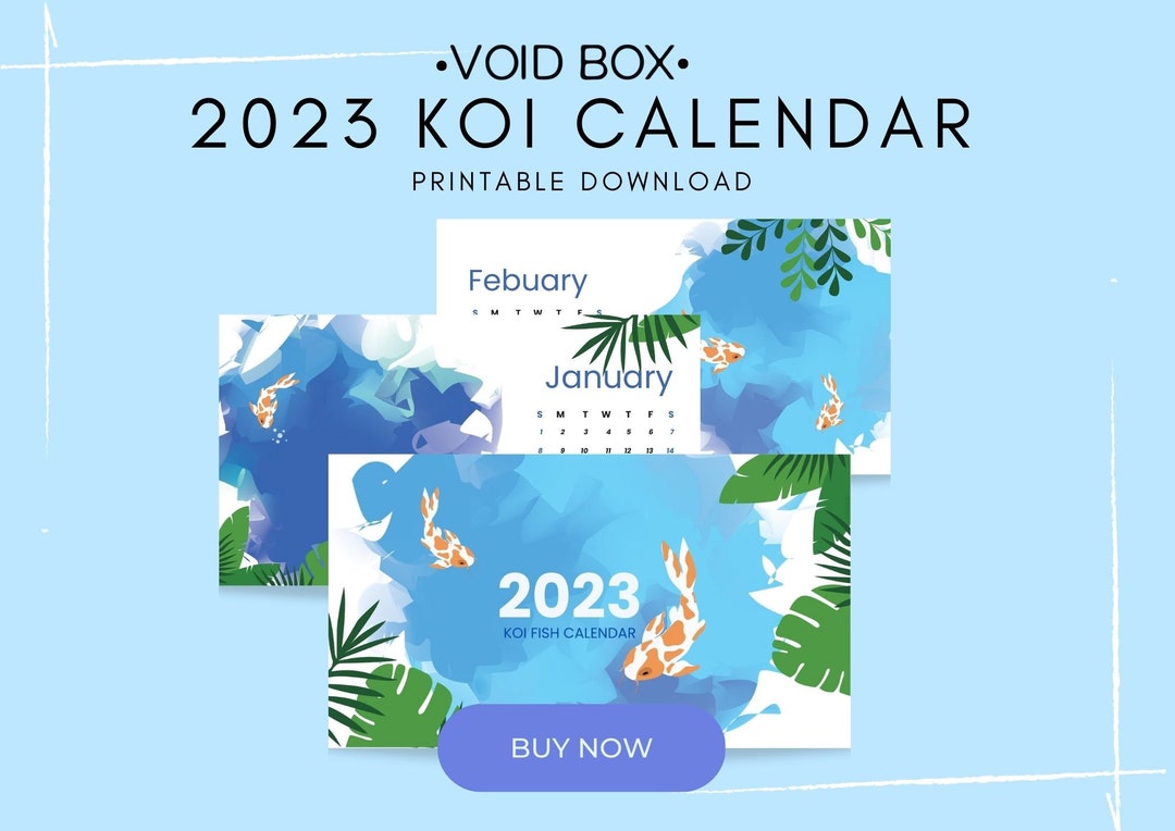 Digital Koi Calendar Printable Simple, Cute and Stylish Calendar for