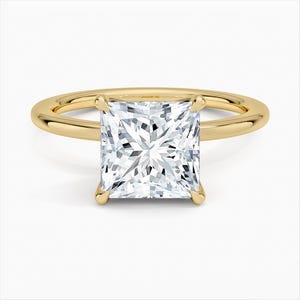 1.25Ct Princess Cut Moissanite Engagement Ring: 14K Gold Open Basket