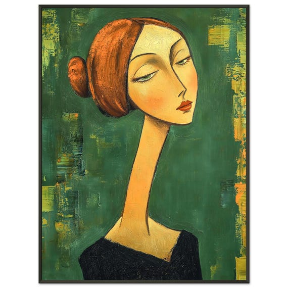 Modigliani Style Framed Poster: Woman With Red Hair Art Print - Etsy