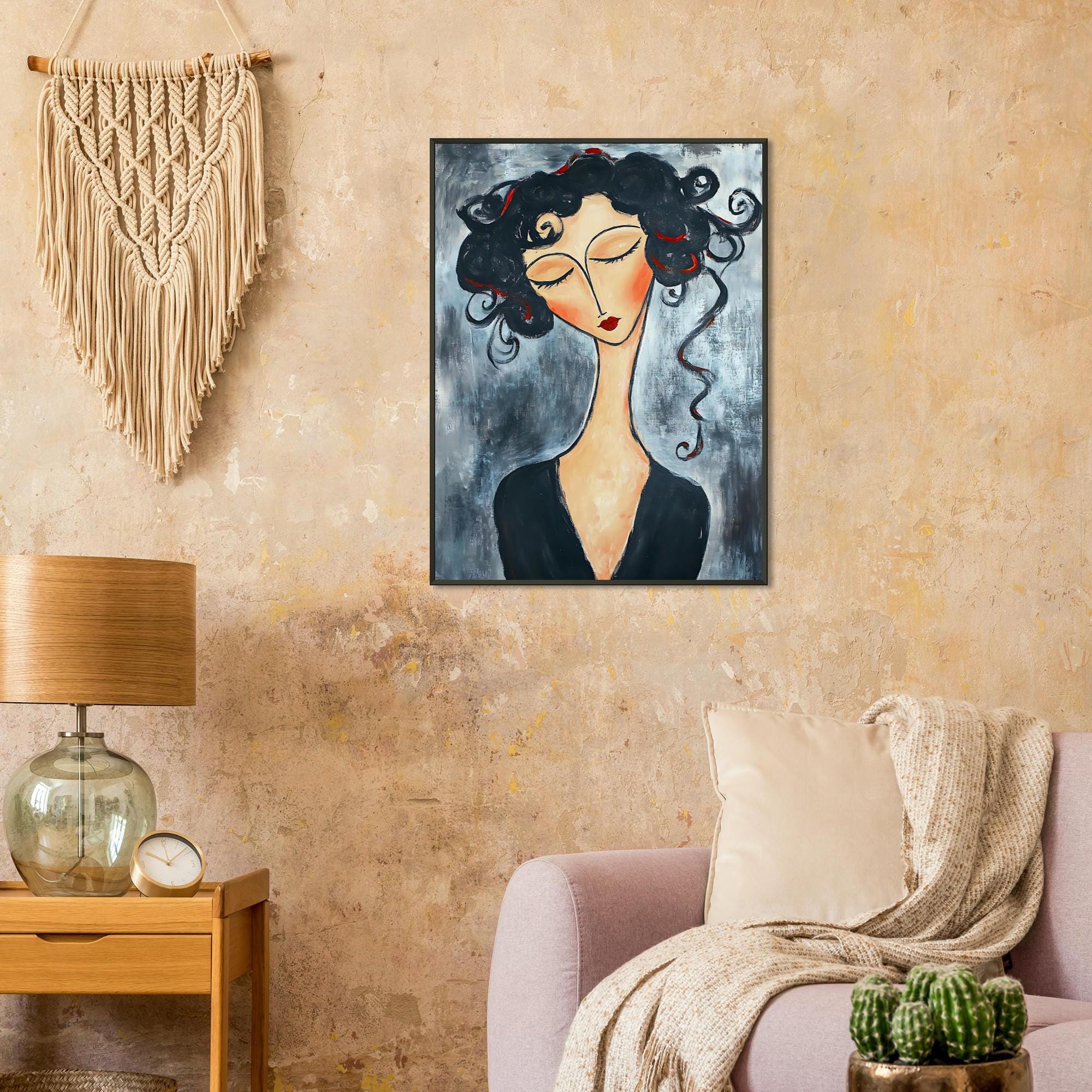 Amedeo Modigliani - Woman in Black Dress Canvas Art Poster and Wall Art