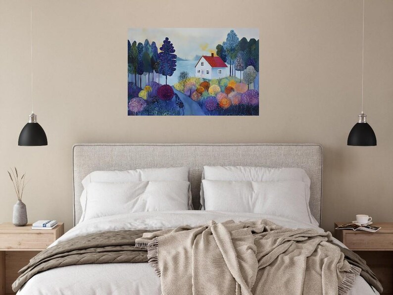 Unique Naïve Art Painting of Stockholm’s Archipelago Aluminum Print image 7