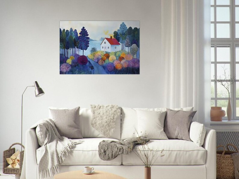 Unique Naïve Art Painting of Stockholm’s Archipelago Aluminum Print image 9