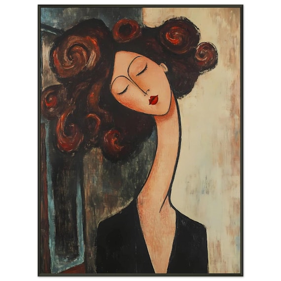 Modigliani アート作品集 Modigliani Style Framed Art Print: Woman With Long Neck - Etsy