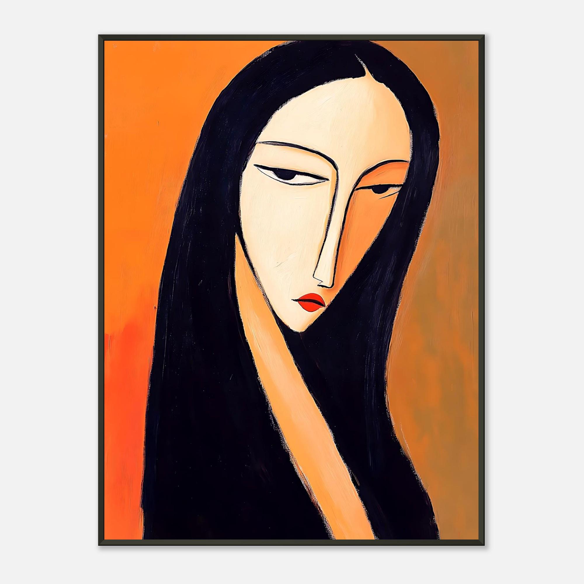 Timeless Gaze – Modigliani Inspired Abstract Portrait Classic
