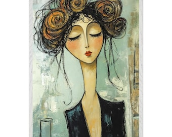 Modigliani Inspired Wall Art - Framed Woman Portrait With Long