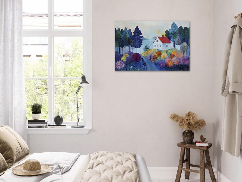 Unique Naïve Art Painting of Stockholm’s Archipelago Aluminum Print image 8