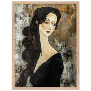Modigliani-Inspired Portrait of a Dark-Haired Woman | Framed Premium Wooden Framed Poster With Museum-Quality Matte Paper image 8