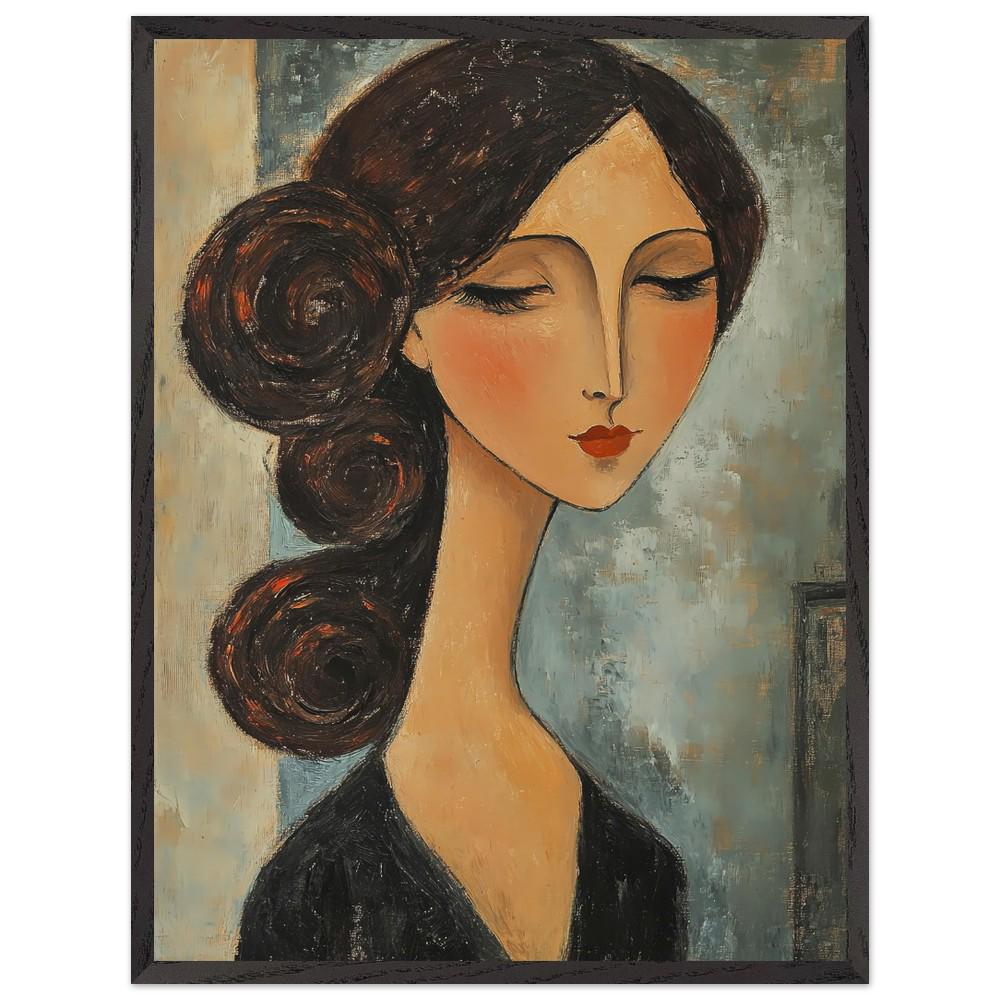 Modigliani-inspired Woman Portrait: Framed Museum-quality Art