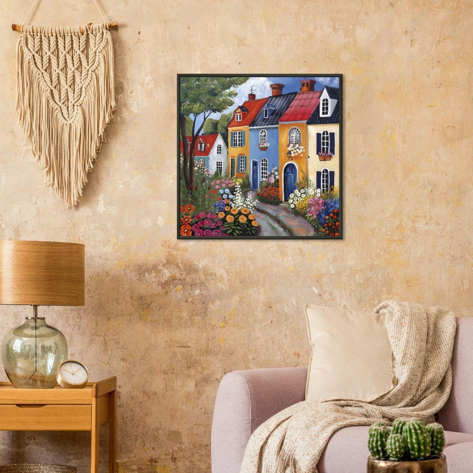 Photo inspiration: Terraced Steel Frame Houses Reference: Charming English Terraced Houses Colorful Artwork Classic Matte Paper