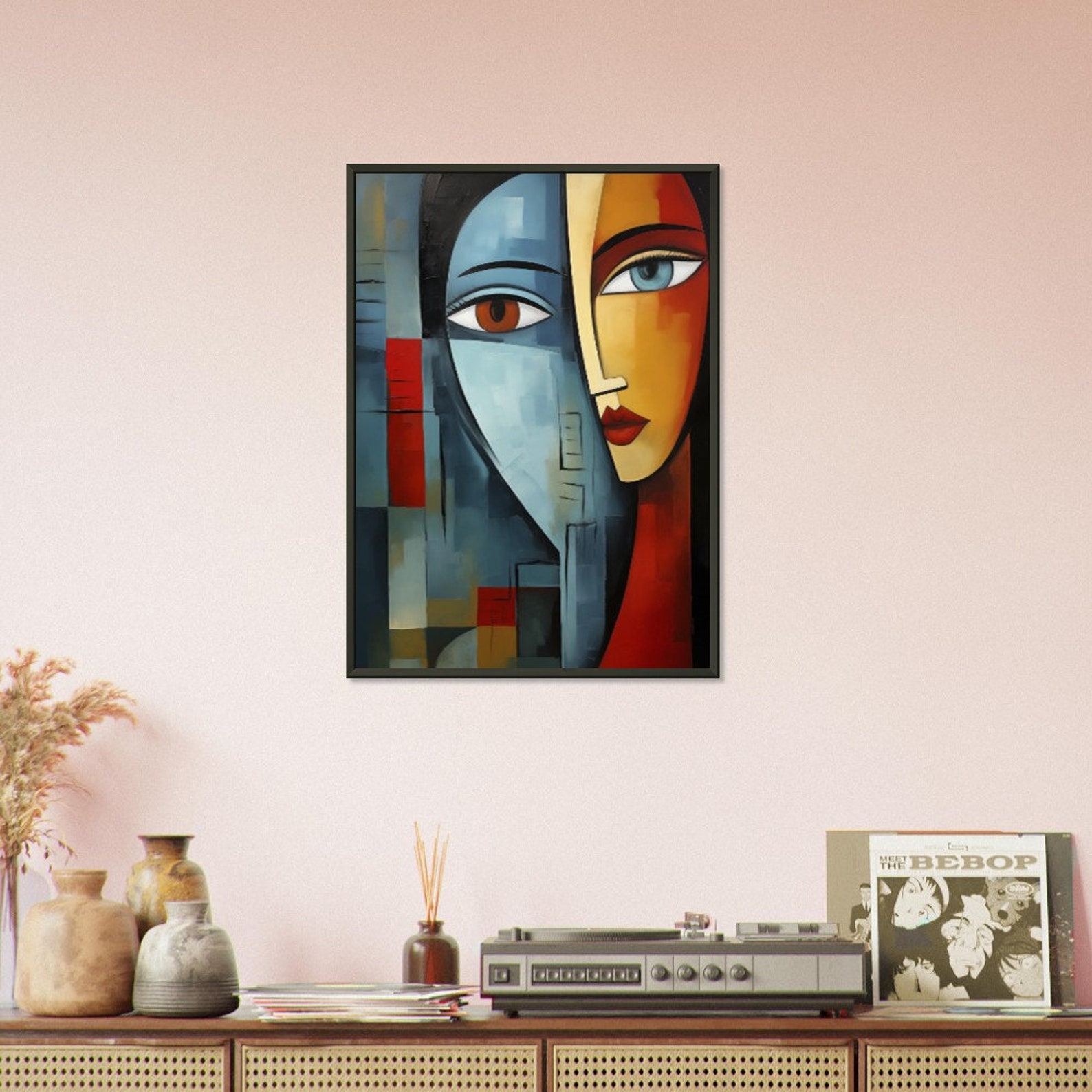 Abstract Half-face Fusion - Contemporary Art Print Classic Semi-glossy ...