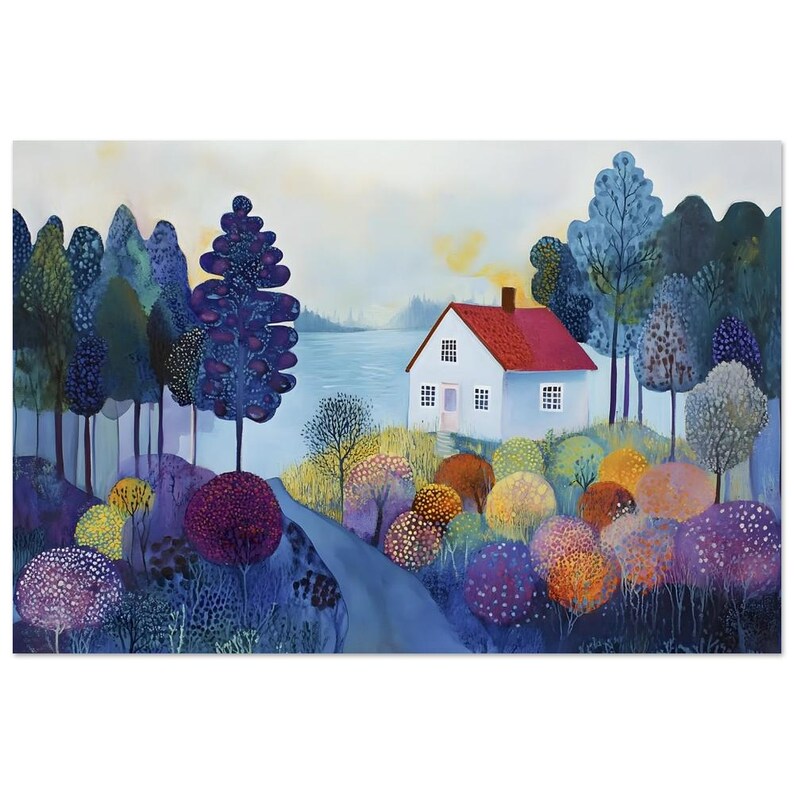 Unique Naïve Art Painting of Stockholm’s Archipelago Aluminum Print 60x90 cm / 24x36″