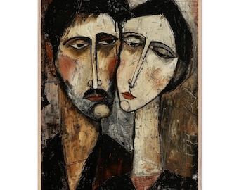 Elongated Elegance: Inspired Couple Premium Wooden Framed Poster With Museum-Quality Matte Paper