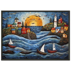 Arcipelago finlandese Alba - Capolavoro di arte naif Classico Poster con cornice in metallo su carta semi-lucida