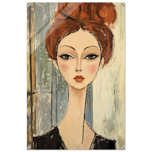 Modigliani Style Acrylic Print: Elegant Woman Portrait, Vintage Art