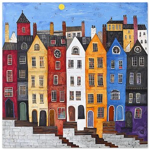 Mayfair&#39;s Charm: Einzigartiger navistischer Aluminiumdruck - Bunte Wohnungskunst für Modernes Dekor