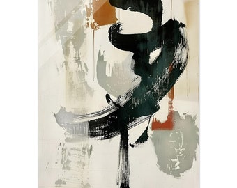 Wabi-Sabi Japandi Abstract &#39;Love&#39; masterpiece, -with Japanese Calligraphy Acrylic Print