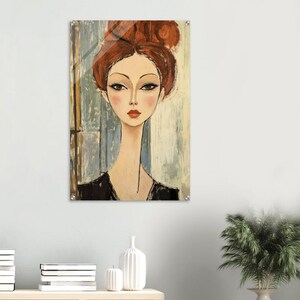 モディリアーニ風アクリルプリント：エレガントな女性の肖像画、ヴィンテージアート 画像 6