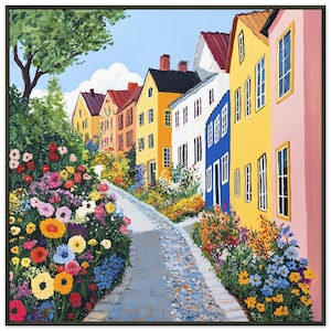 Naïve Art Framed Poster of Södermalm, Stockholm - Colorful Apartment Scene
