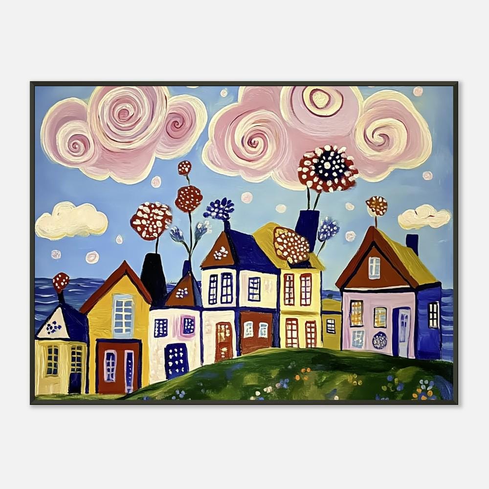 Whimsical House Art Print - Colorful Framed Poster With Sea