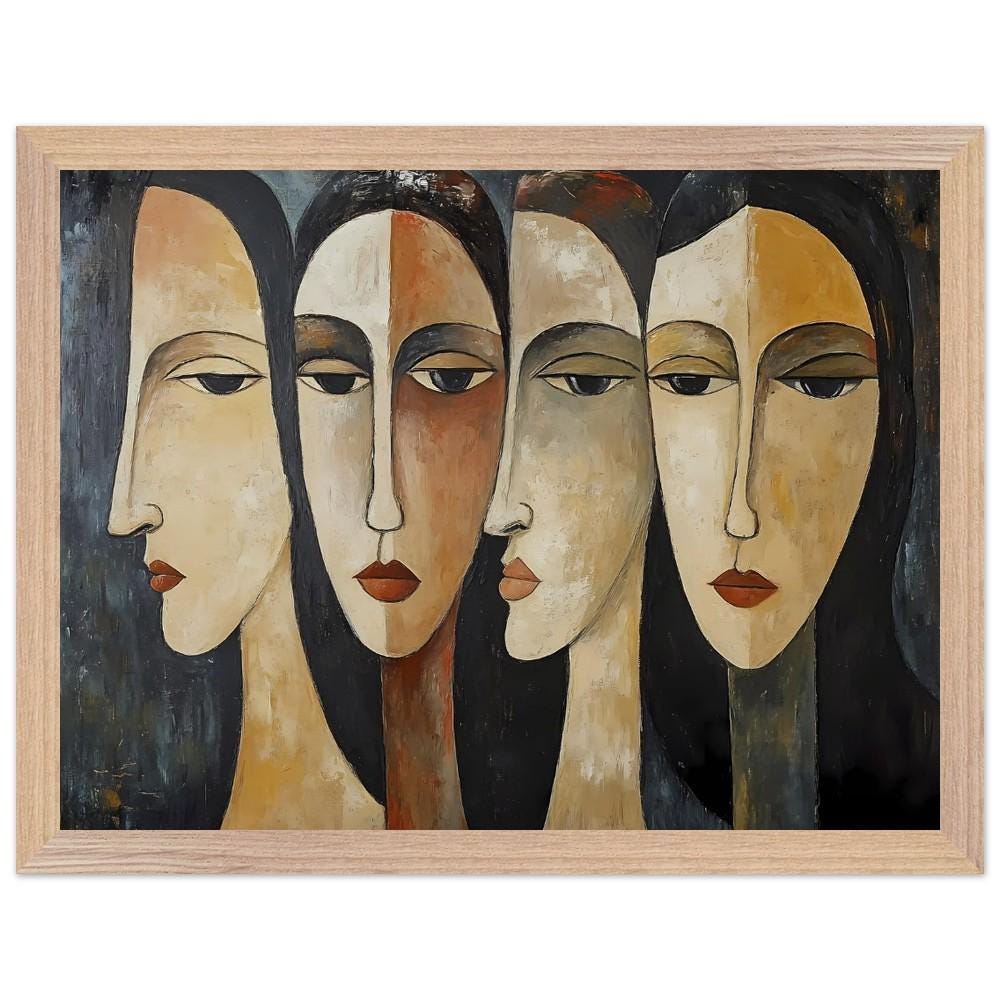 Modigliani-inspired Women Portrait Poster | Abstract Art, Wooden