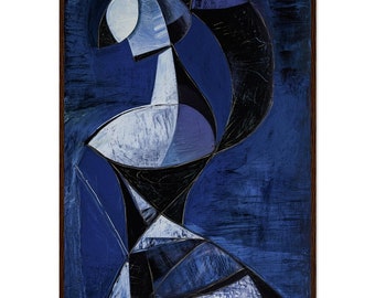 Lámina artística de Mujer Cubista: Elegancia del Período Azul inspirada en Picasso, póster enmarcado